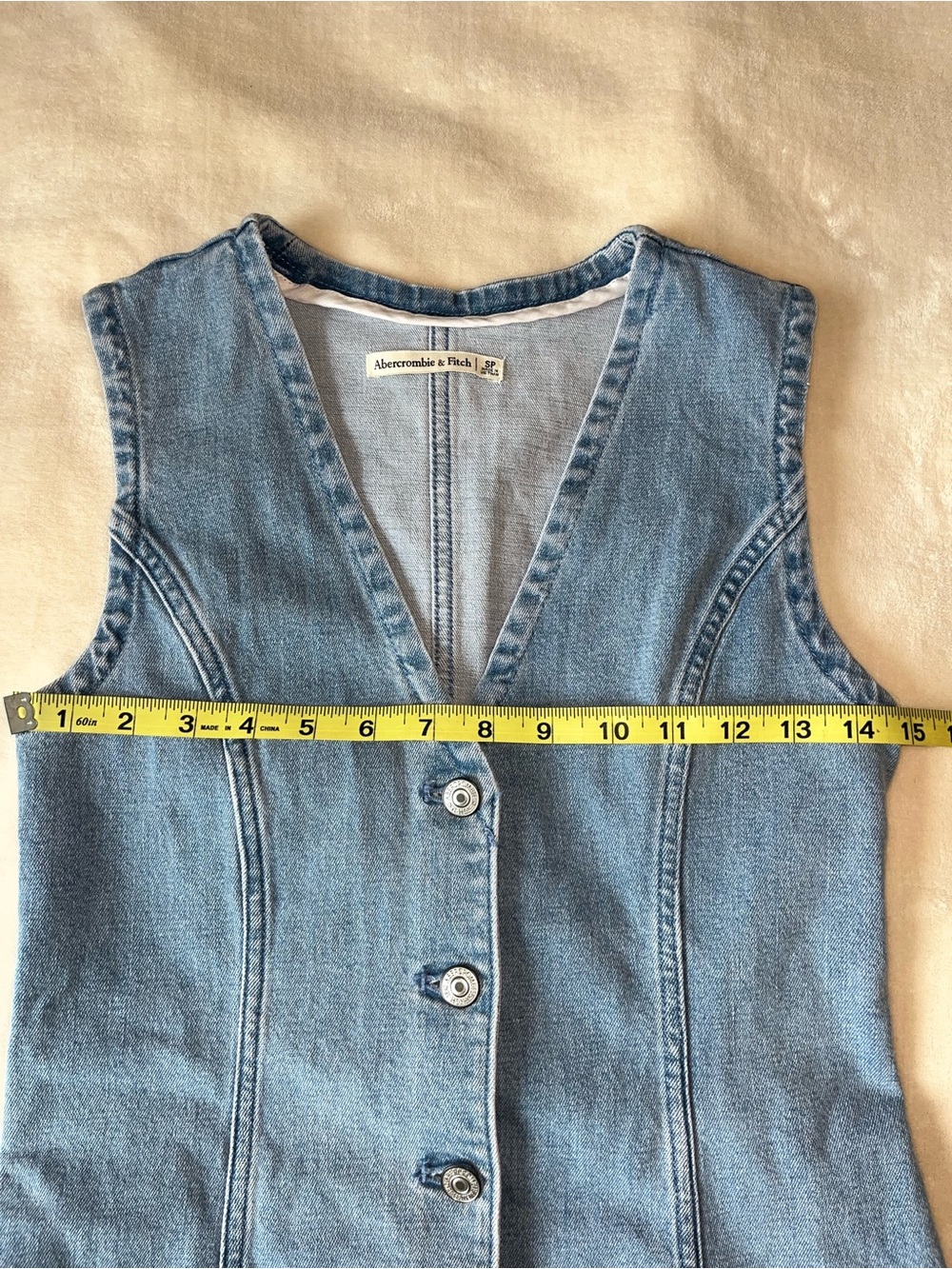 Abercrombie & Fitch Sleeveless Blue Denim Button-Front Dress Cotton Fall Sz SP - Picture 4 of 7